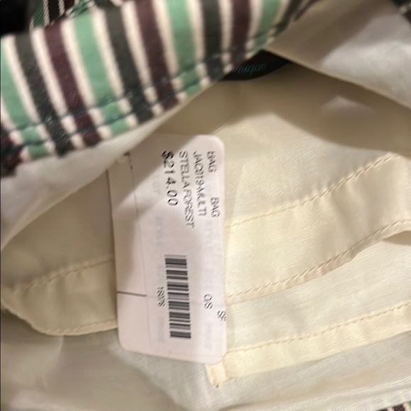 Striped Tote Bag with Black Handles - Picture 2 of 5